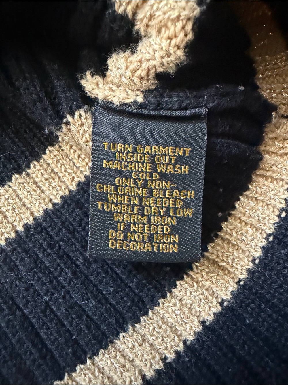 Ralph Lauren Black Striped Shawl Collar Sweater - Picture 4 of 4